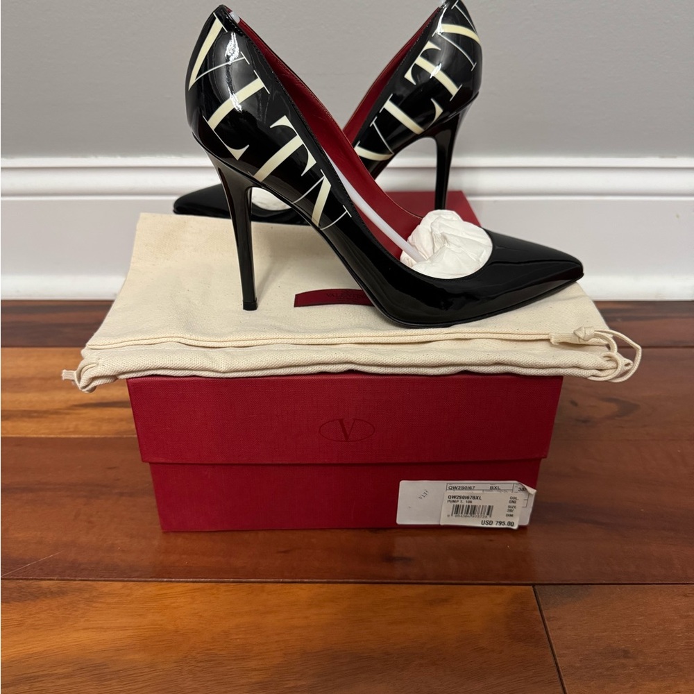 Valentino Black and White Patent Heels